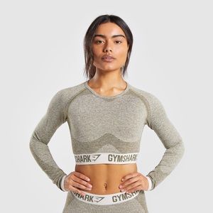 NWT-GYMSHARK WOMEN
FLEX LONG SLEEVE CROP TOP Large